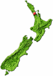 New Zealand map showing Auckland